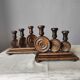 Brutalist turned wood candlestick holders – vintage 50s-60s