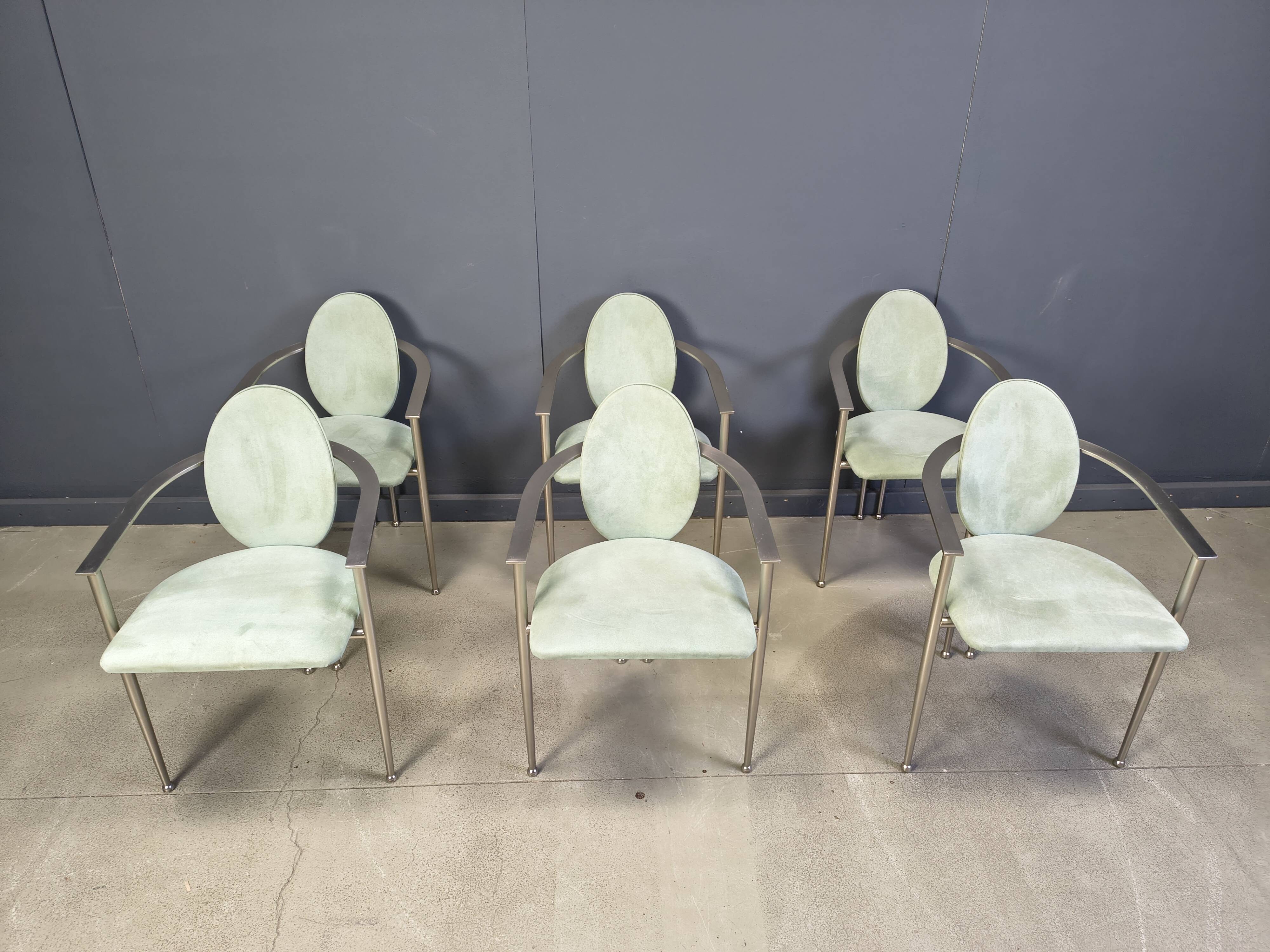 Vintage dining chairs by Belgo chrom, set of 6 - 1980s