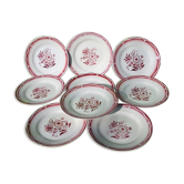 SET of 8 plates dessert Sarreguemines Digoin red flowers