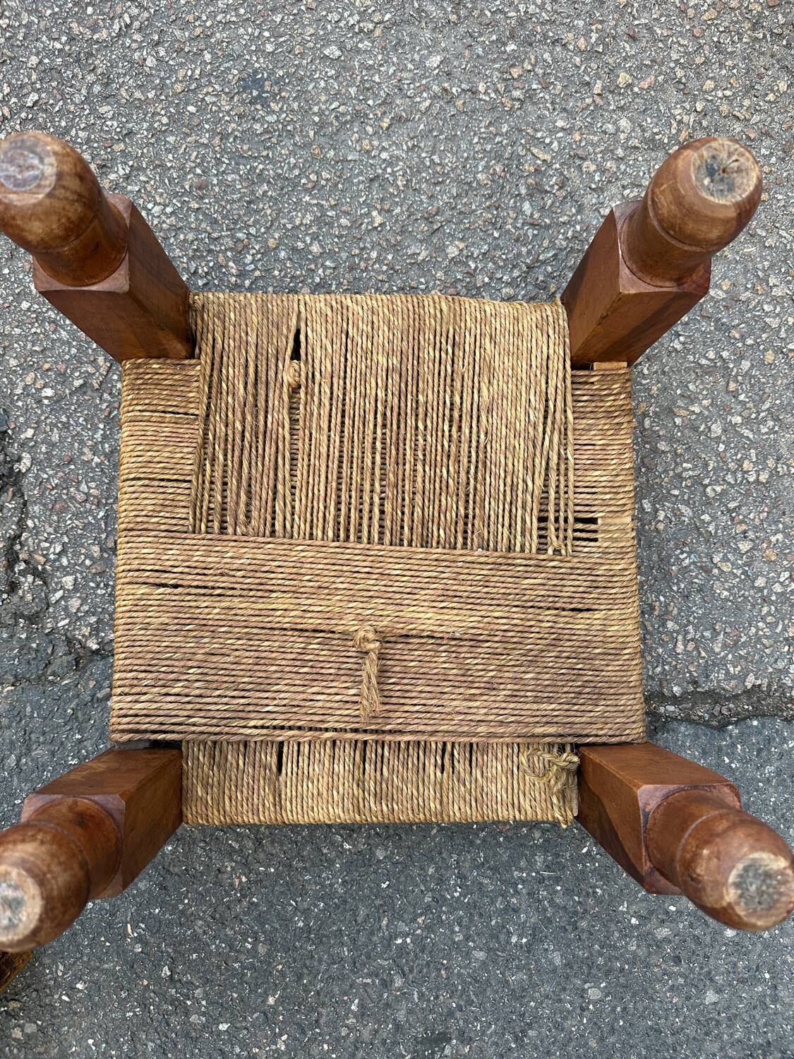 3 Indian wooden and rope stools
