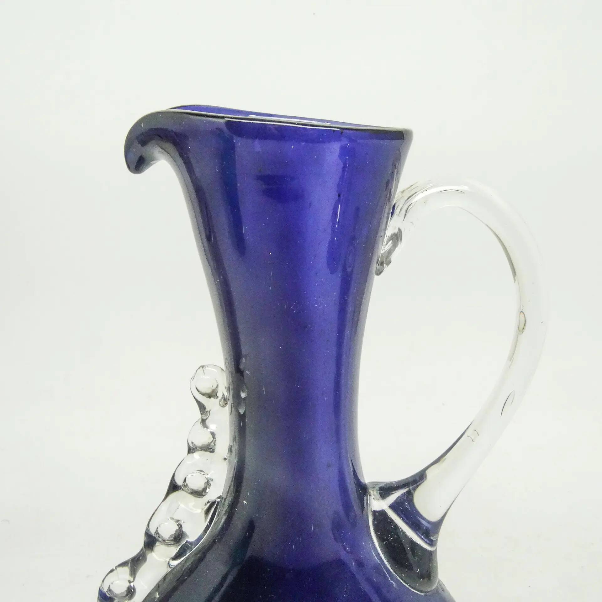 Mid-century modern jug, cobalt double-layered glass, designed by K. Gorski, Poland, 1970s