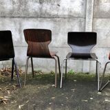 Set of 4 mismatched Dutch vintage chairs - Galvanitas, Eromes, Flottoto