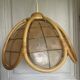 Suspension nacre et rotin vintage