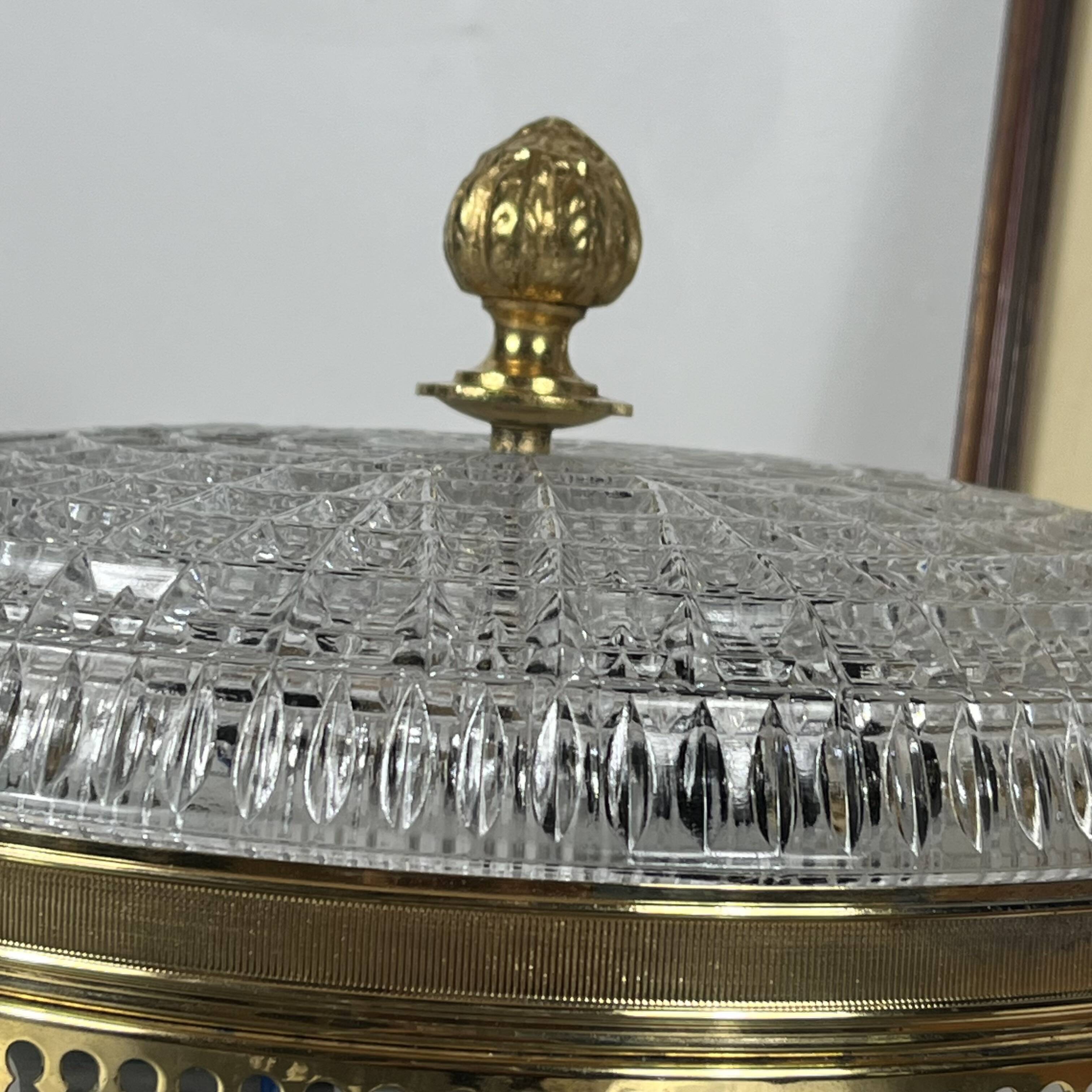 Glass and gold metal ceiling light, vintage model from the 1930s.