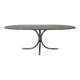 Vintage coffee table from the 70s in smoked glass and chrome, oval, Space Age style.
