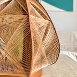 Scandinavian lamp in wood and threads of the 60s