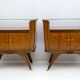 Pair of Art Deco Italian Briar Walnut Bedside Tables, 1930s