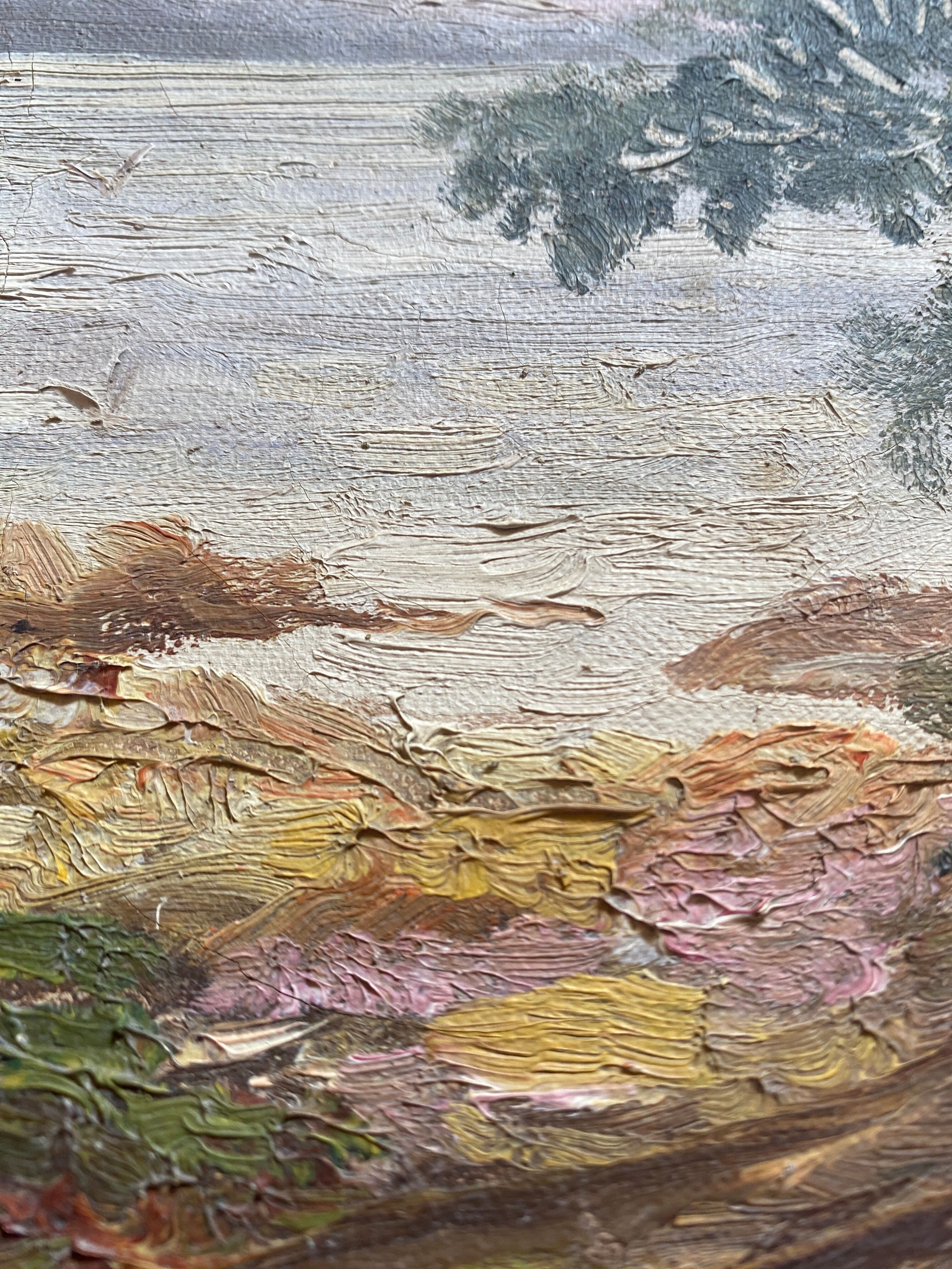 Painting XIX° century "Breton coast" Marine signed R. Lambert