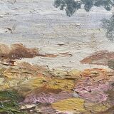 Tableau XIX° siècle "Côte bretonne" Marine signée R. Lambert
