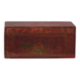 Antique red chest with floral patterns (c.1900) #9