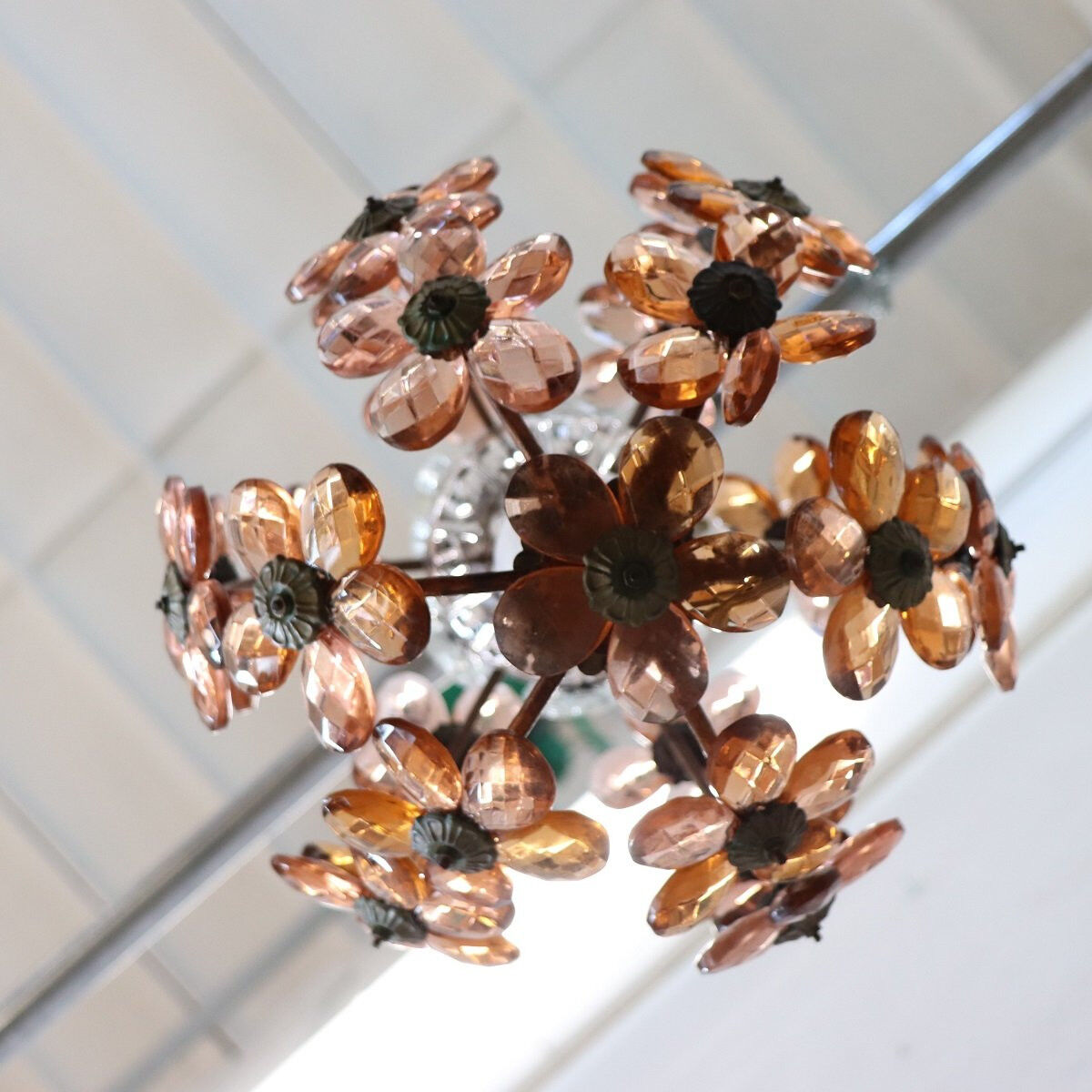Pendant Lamp In Iron And Murano Glass, Italy Early 20th Century