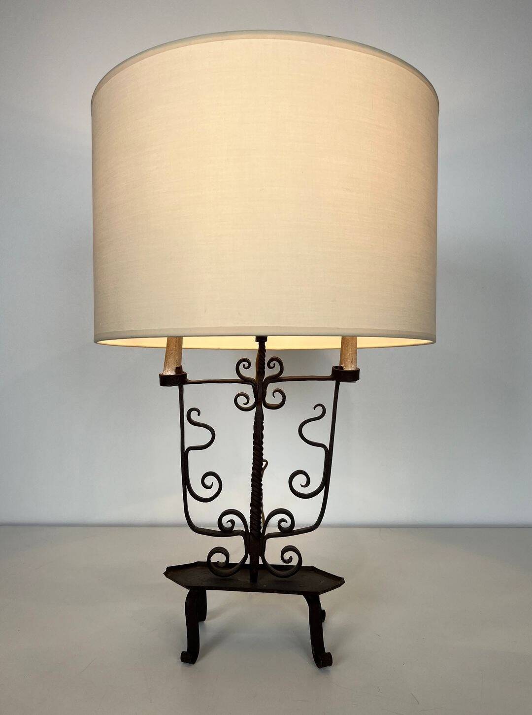 Wrought Iron Candelabrum with Six Lights, French Work, circa 1950