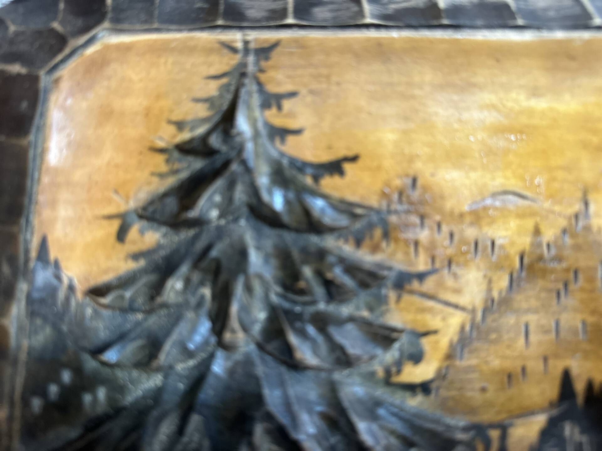 Carved wooden wall panel Black Forest Chalet mountain Switzerland Germany