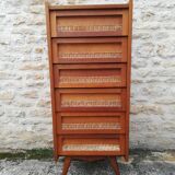 Commode haute rotin