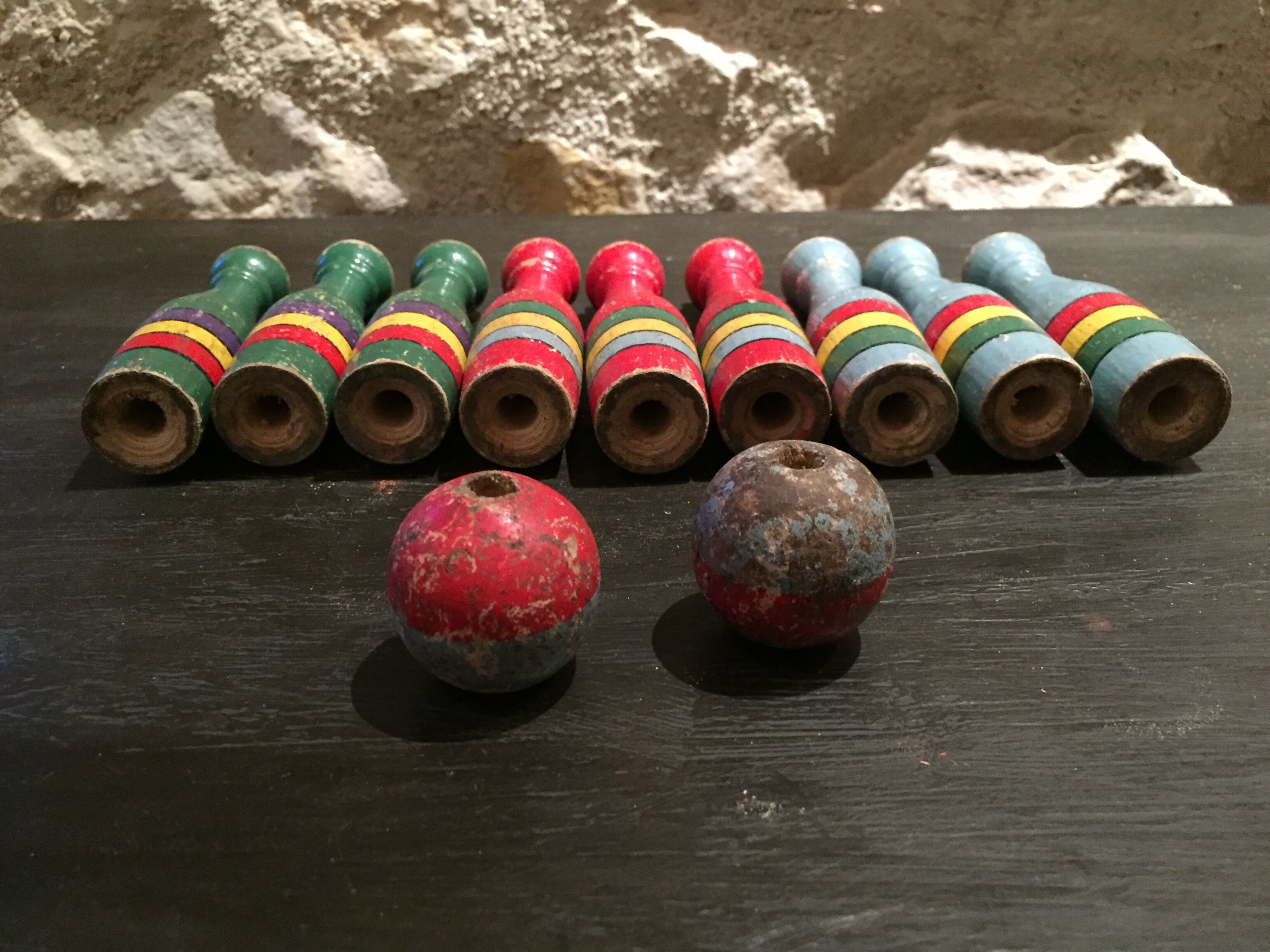 Vintage wooden bowling game