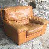 Roche Bobois leather armchair - cognac - 1990