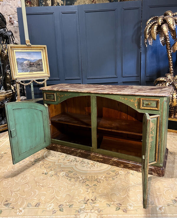 Buffet de chasse de style Louis XIV à double évolution en bois peint