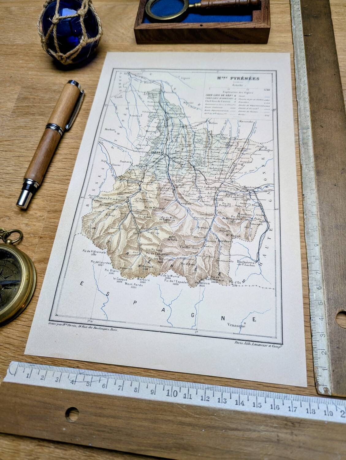 Map of the Hautes-Pyrénées, printed in 1889.