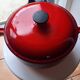 LeCreuset Enzo Mari orange red enamelled cast iron round casserole dish 23 cm perfect condition