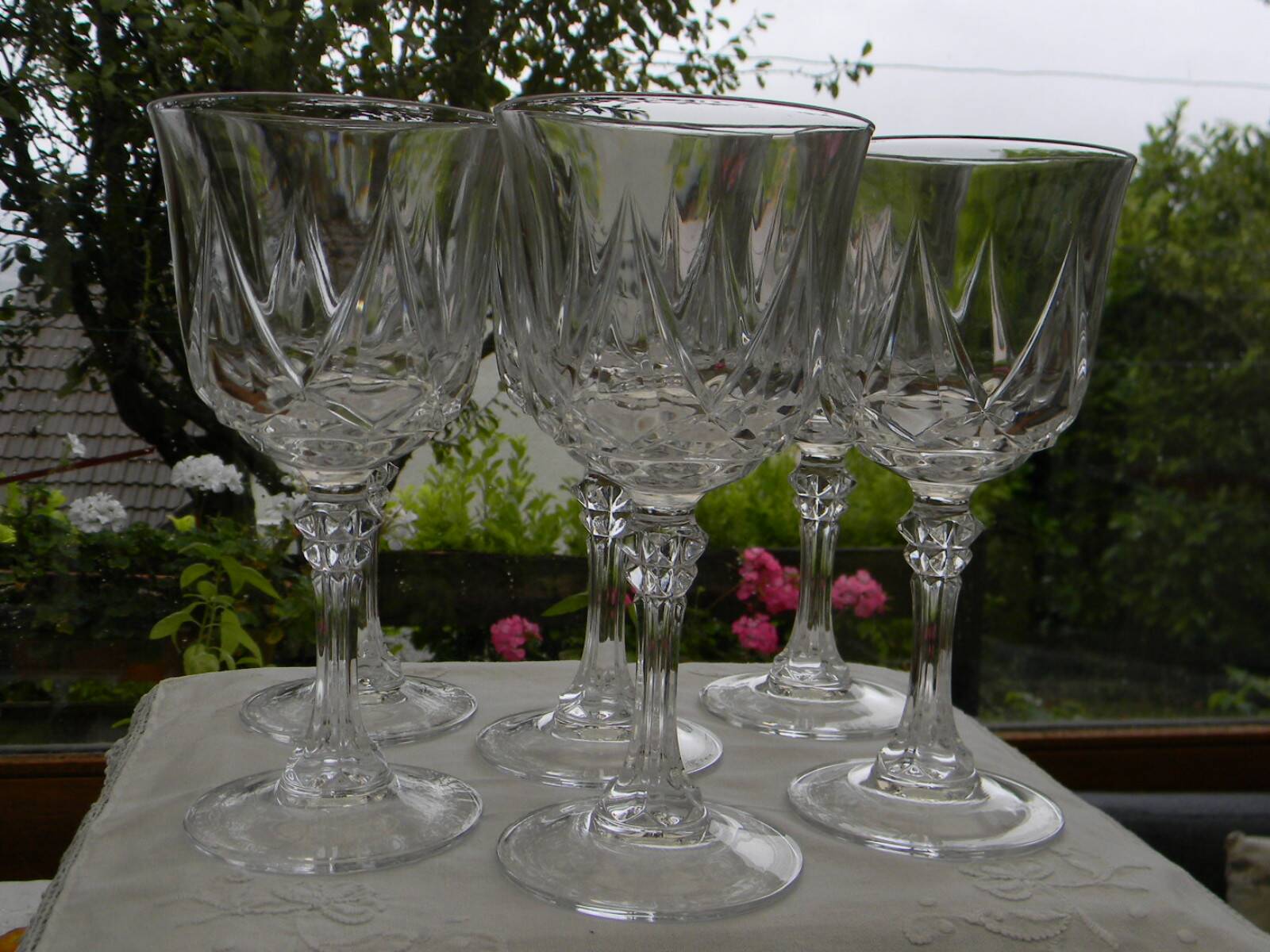 Set of 6 Arques crystal water glasses. Auteuil model.