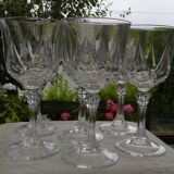 Set of 6 Arques crystal water glasses. Auteuil model.