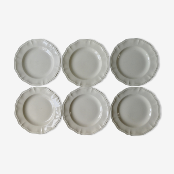 Set de 6 assiettes plates Digoin Sarreguemines couleur ivoire