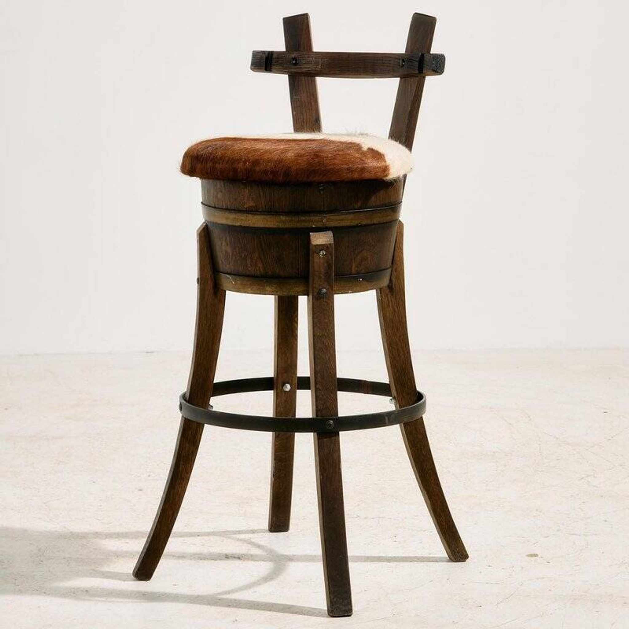 Tabouret de bar en hêtre vintage, années 1970
