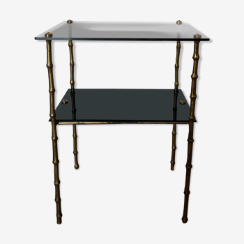 Bronze and glass side table in the 1950s