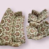 Fauteuils et canapé vintage pieds compas 1950 ancien motif floral