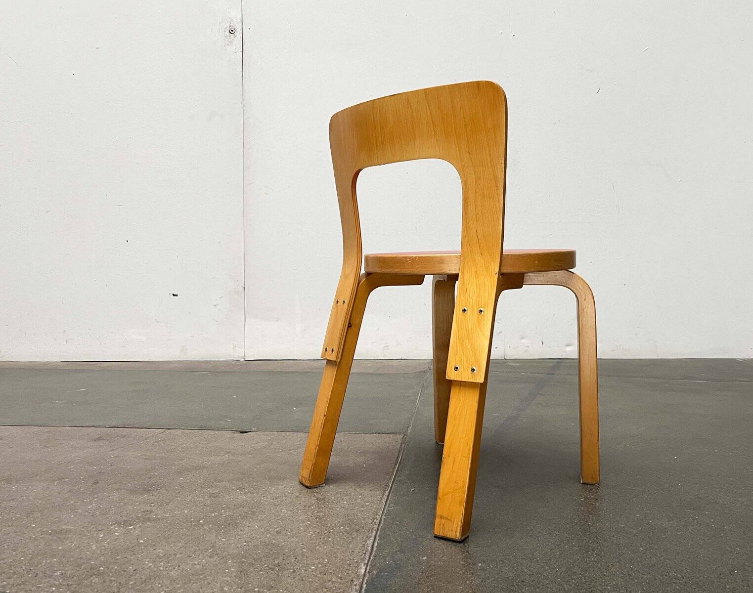 Vintage Red Children's Chair in Linoleum N65 by Alvar Aalto for Artek, Finland, 1970s
