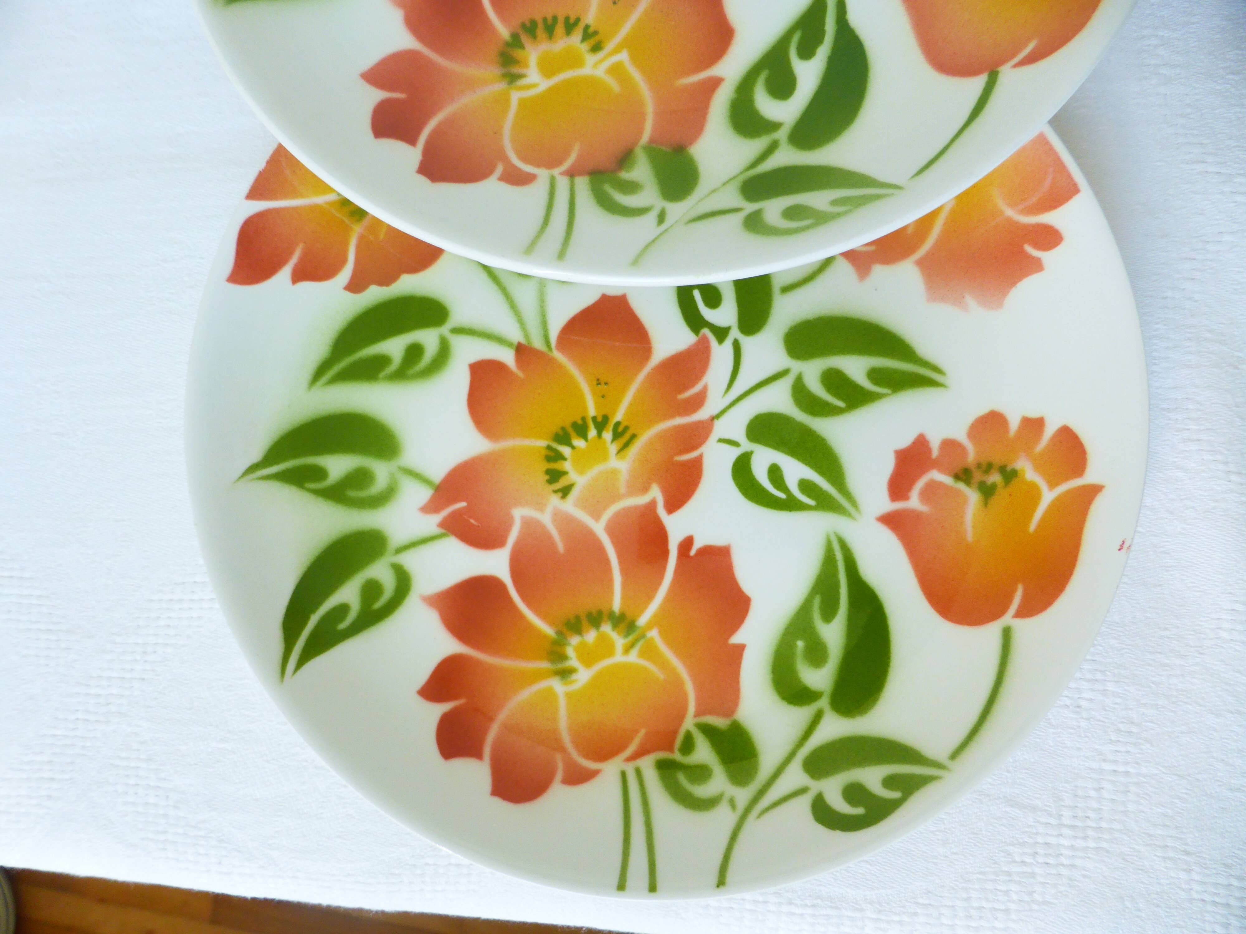 4 assiettes dessert vintage Moulin des Loups Orchies modèle Ontario