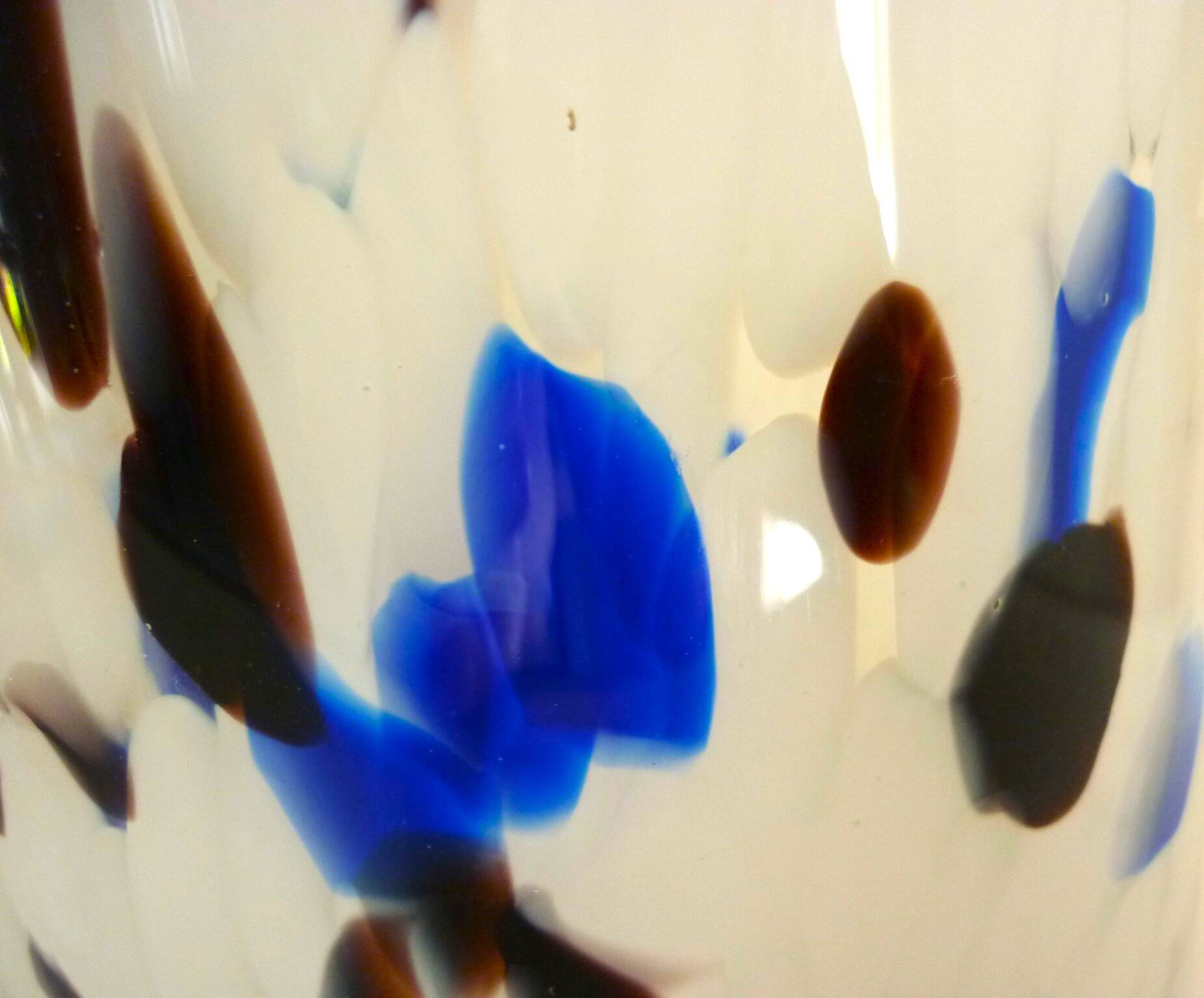 Large blown glass vase, speckled, thick, 70s/80s Murano design