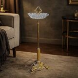 Large golden footed ashtray, moulded glass – 1960s