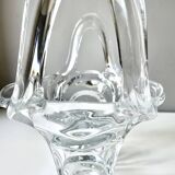 Large basket or fruit bowl in crystal Art Vannes France