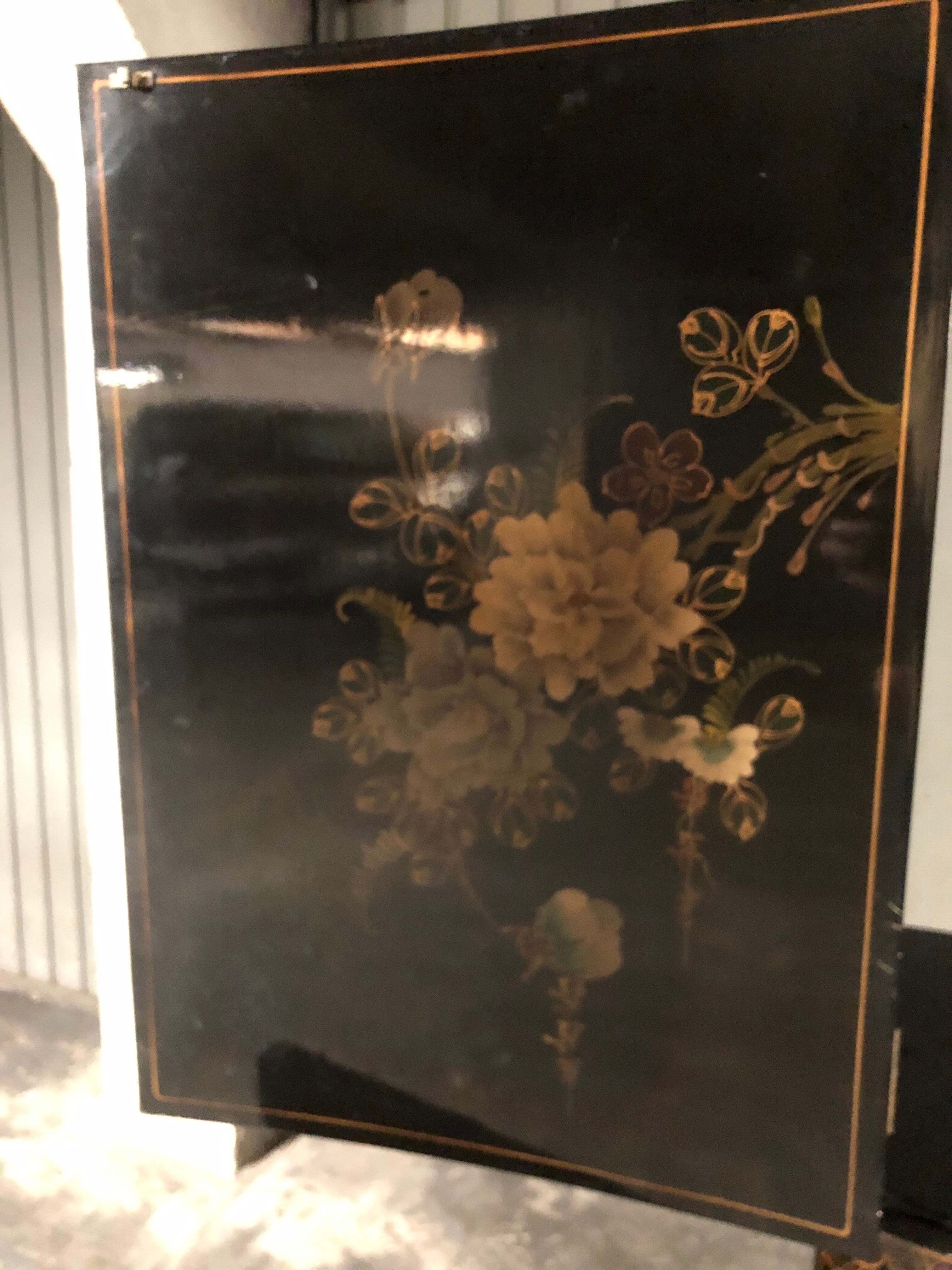 Chinese lacquered sideboard signed