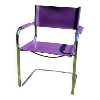 Type B34 armchair in purple leather after Marcel Breuer