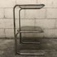 Sofa end in smoky glass and chrome metal, 70s