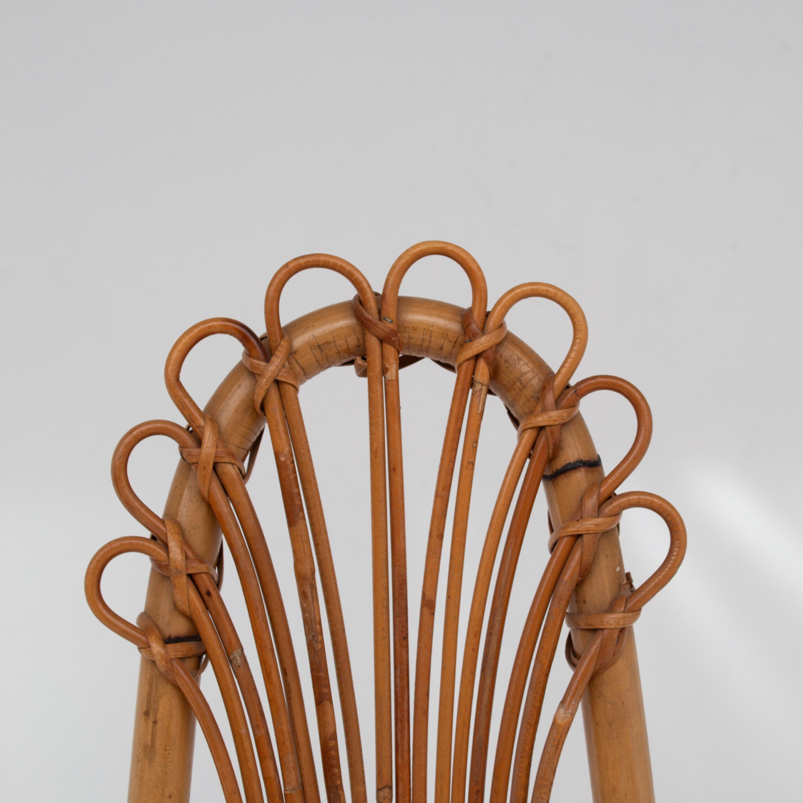 2x Italian bamboo and rattan high back chair, mid-century modernism, Italy 1960s
