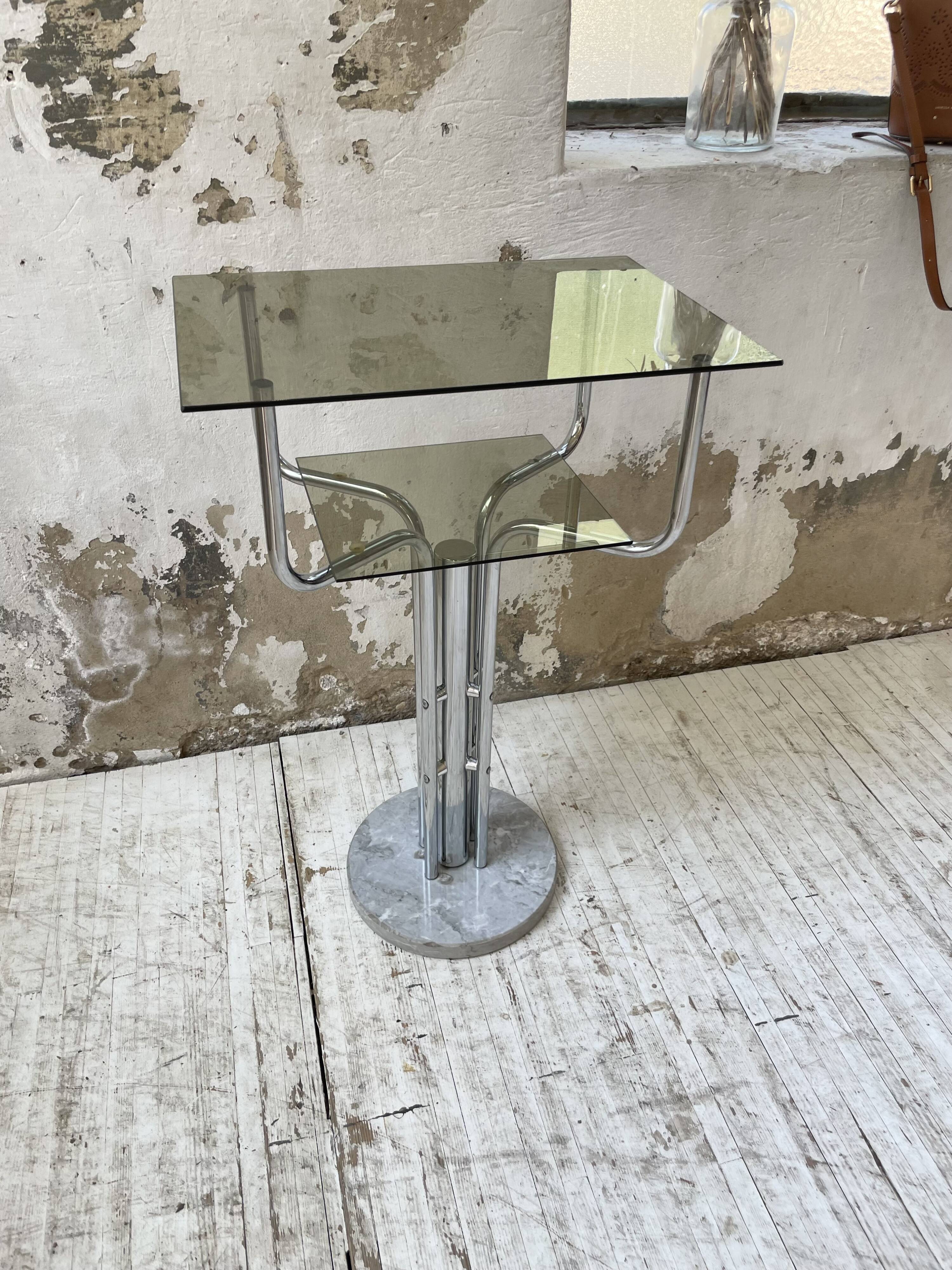 80s glass and marble console