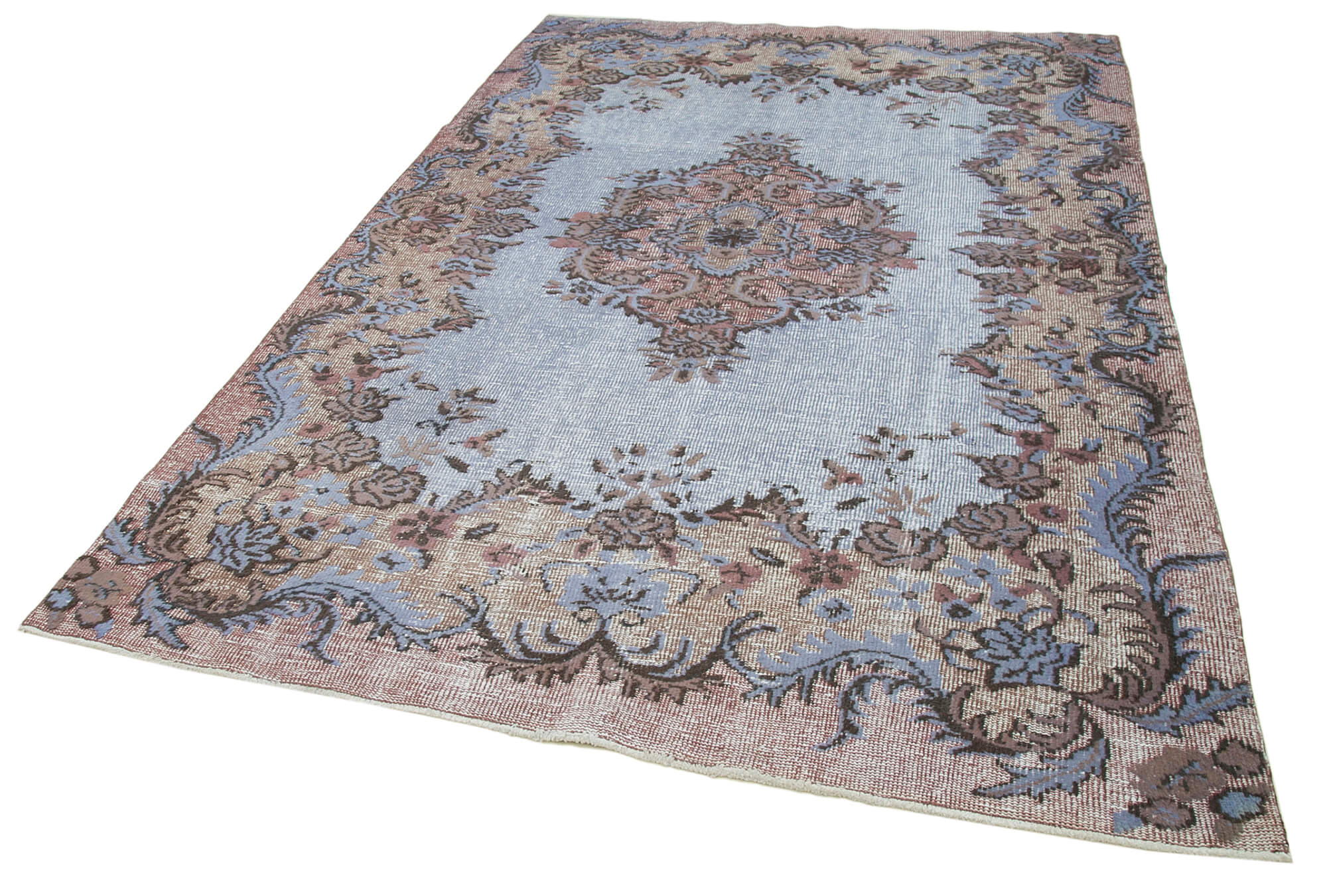 Handmade oriental 1980s 187 cm x 285 cm blue rug