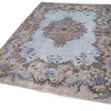 Handmade oriental 1980s 187 cm x 285 cm blue rug