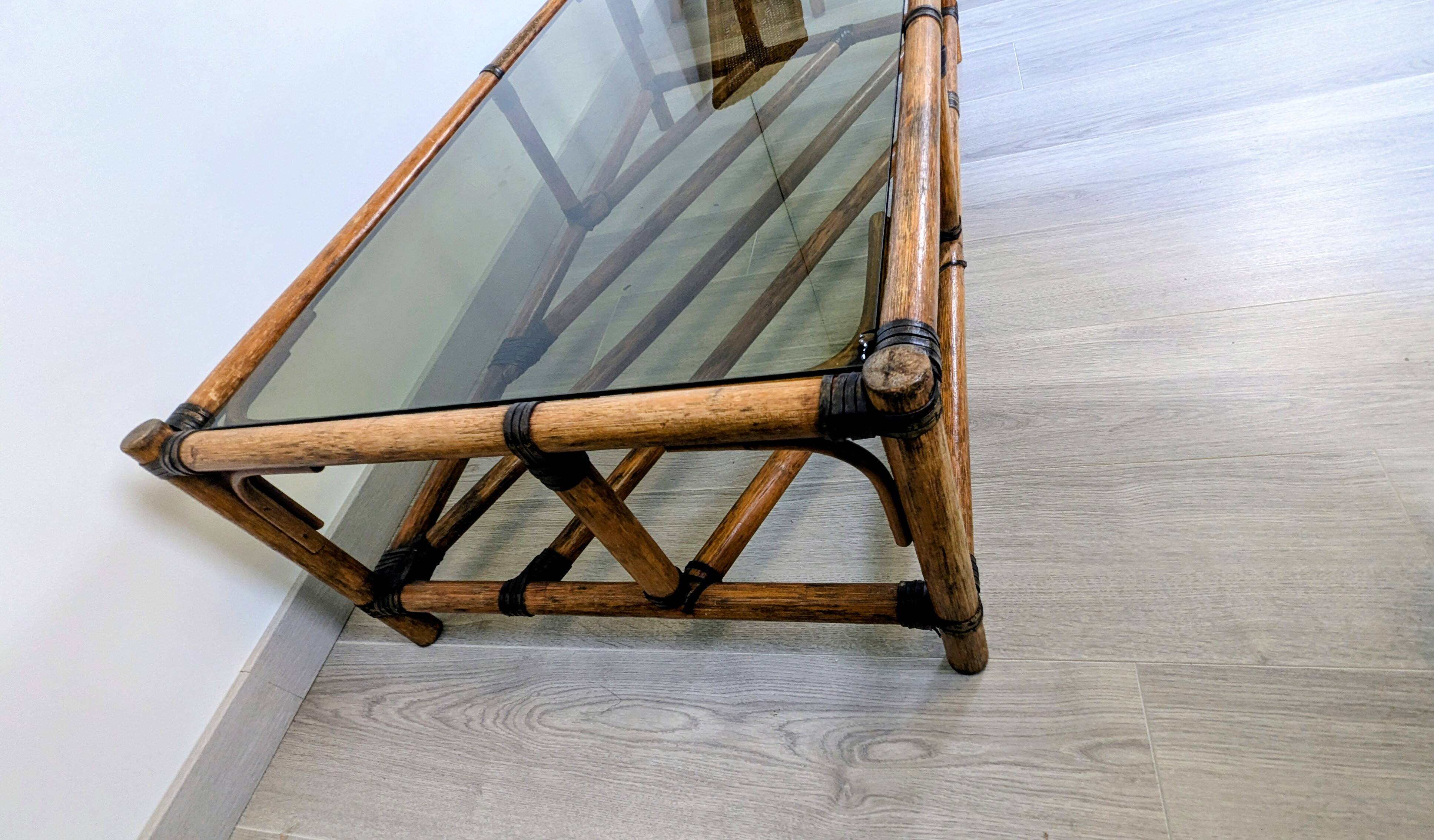 Vintage rattan coffee table, natural elegance