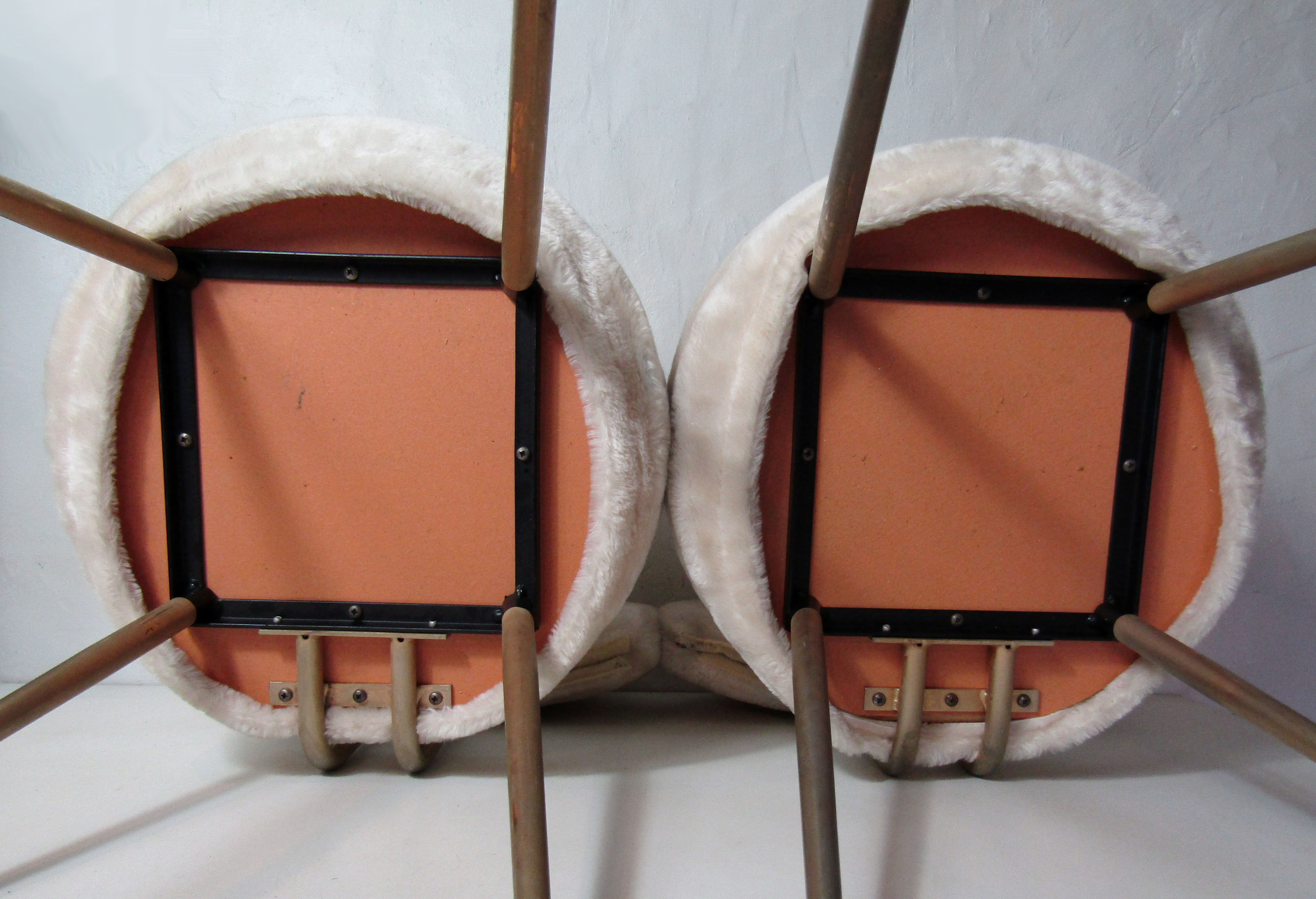 Set of 2 Pelfran vintage ivory fur chairs