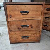 Pair of workshop furniture, solid wood, metal top 1930, 1950
