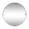 Brushed stainless steel round mirror, 1970s