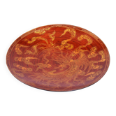 Asian Plate in Lacquered Wood, China, 1920s