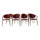 Suite of 8 designer leather chairs