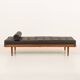 Danish teak daybed in black leather in Hans Wegner style, 1960s