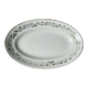 Antique oval plate Moulin des Loups Orchies – grey and gold floral decoration
