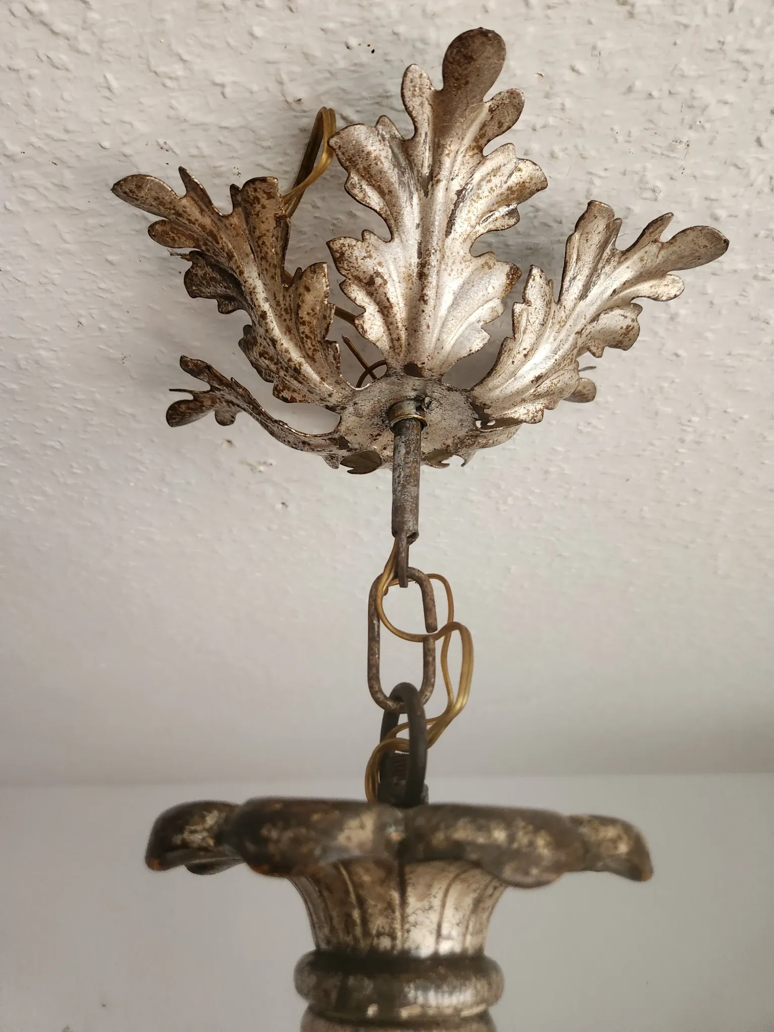 Xl Large Vintage Regency Mid Century Louis XV Baroque Rococo Hand Painted Carved Wood 8 Light Chandelier Floral, Italy, Florence 1920 1950